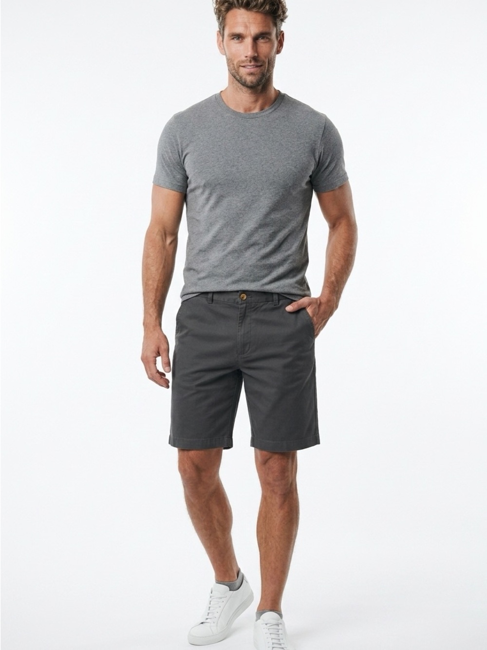 Vineyard Vines Men's Sz 32 Grey Chino Shorts Cotton Flat Front Pockets 9” Inseam